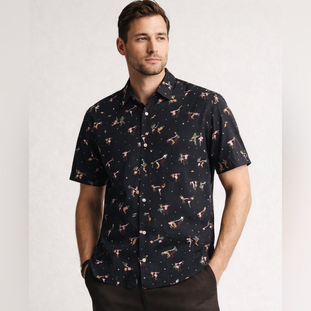 Paul Smith Casual Fit Retro Swing Dancing Figures Print Shirt Men’s Large